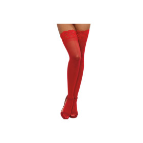 Bas rouges nylon autofixants jarretières dentelle 